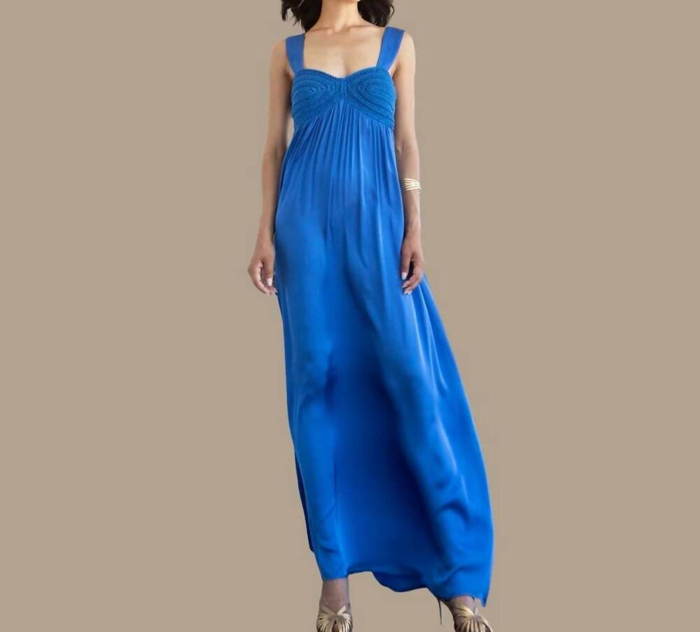 NEW AGGEL KNITWEAR the phaedra maxi dress in royal blue